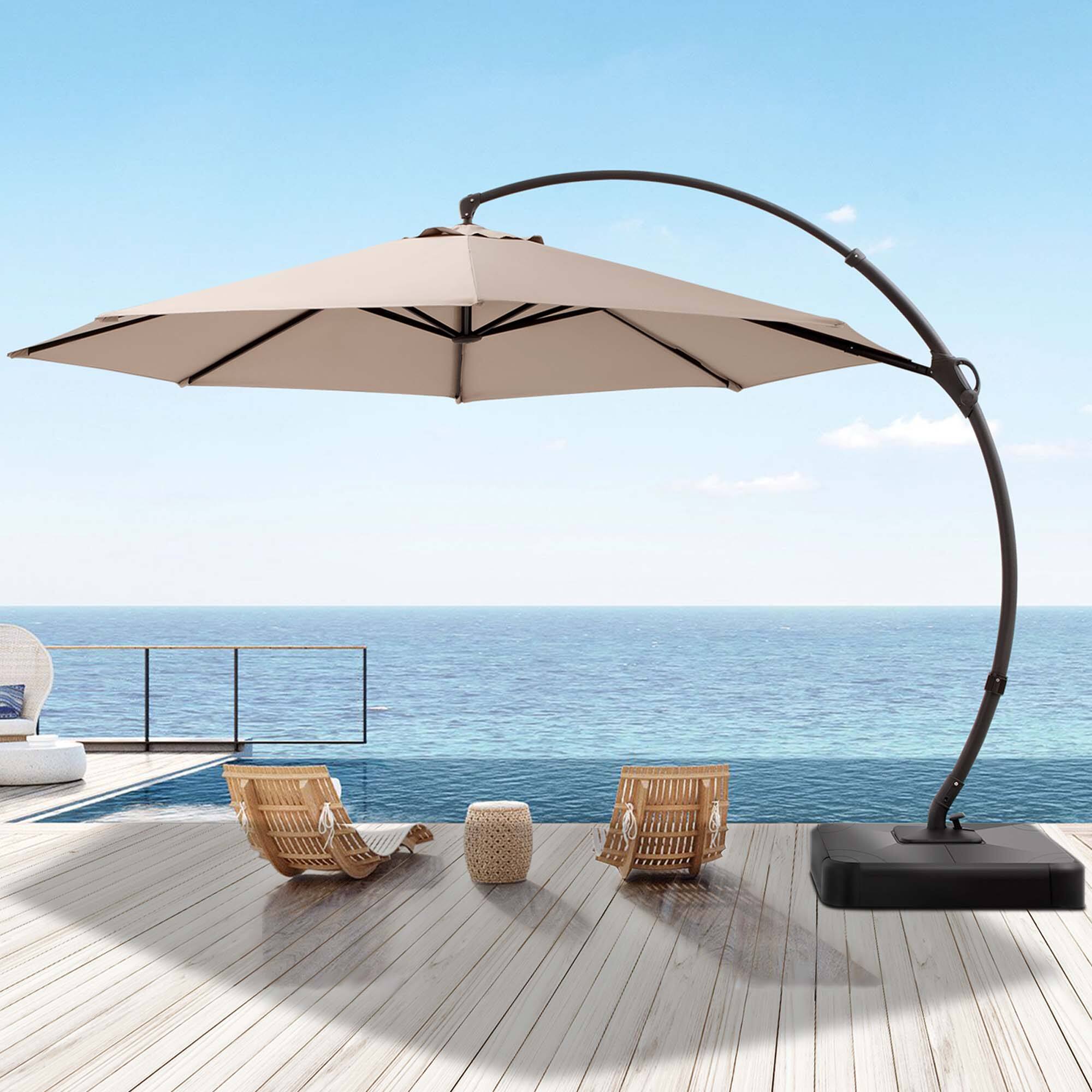 Alt View 4. Boyel Living - 11ft New Champagne Cantilever Patio Umbrella UV Protection - Champagne.