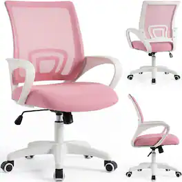 Celtoss - Ergonomic Office Chair, Mesh Desk Chair with Lumbar Support, Mid-Back, Adjustable Height & Swivel - Pink