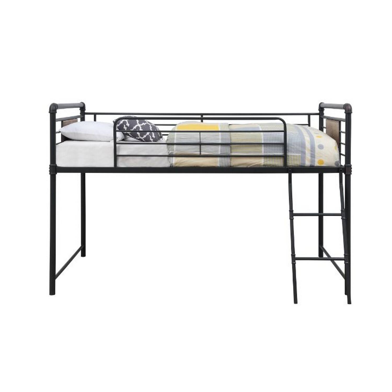 Alt View 1. Manhattan Lane - Twin Loft Bed with Tubular Metal Frame and Slide - Bronze.