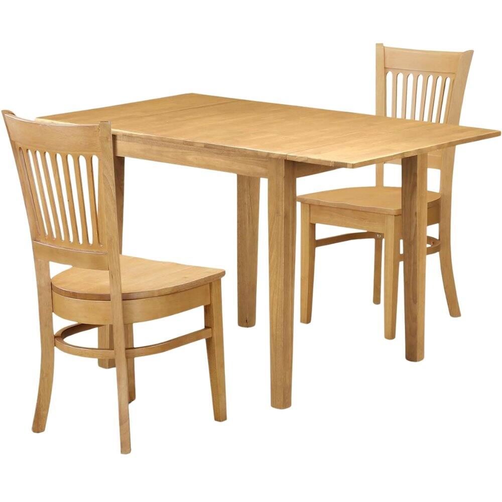Alt View 4. FurniFact - Solid Wood Small Dining Table for 2 with Chairs - Brown.