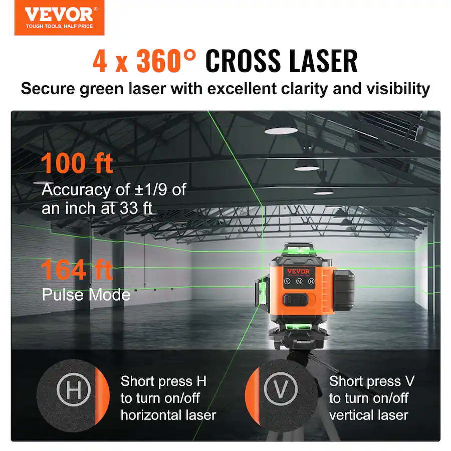 Lake Weed Razer VEVOR Laser Level, 100ft, Self Leveling Manual Green 4 x 360° Cross 16 ...