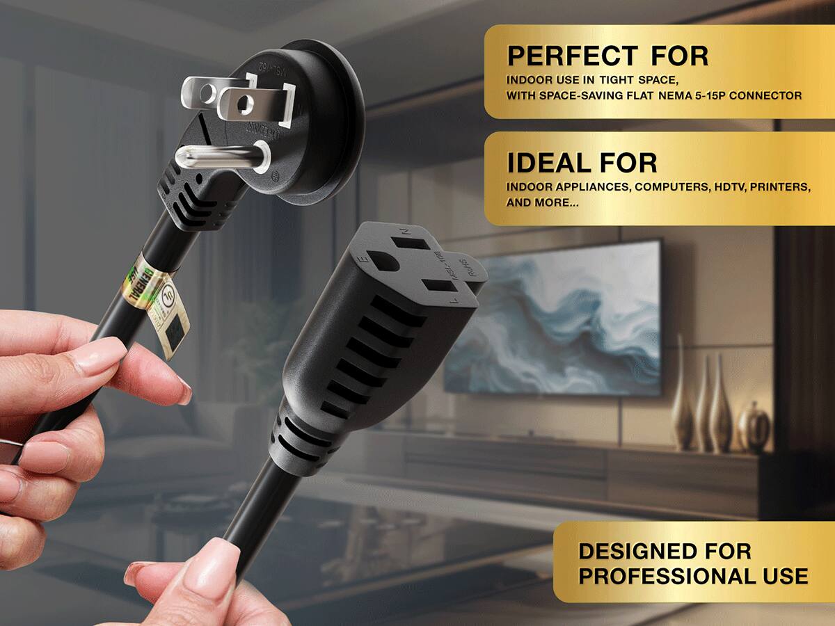 MSL-162 PERFECT FOR INDOOR USE IN TIGHT SPACE, WITH SPACE-SAVING FLAT NEMA 5-15P CONNECTOR. IDEAL FOR INDOOR APPLIANCES, COMPUTERS, HDTV, PRINTERS, AND MORE... GENERAL 2n B E N 14SI-108 Fots 1 DESIGNED FOR PROFESSIONAL USE