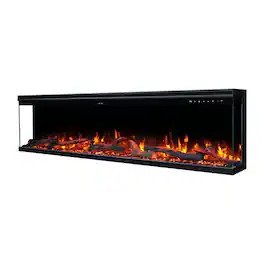 Touchstone Home Products - 60 in. Wall Mounted Recessed Sideline Infinity Pro 3-Sided Smart Electric Fireplace 1500W - Black