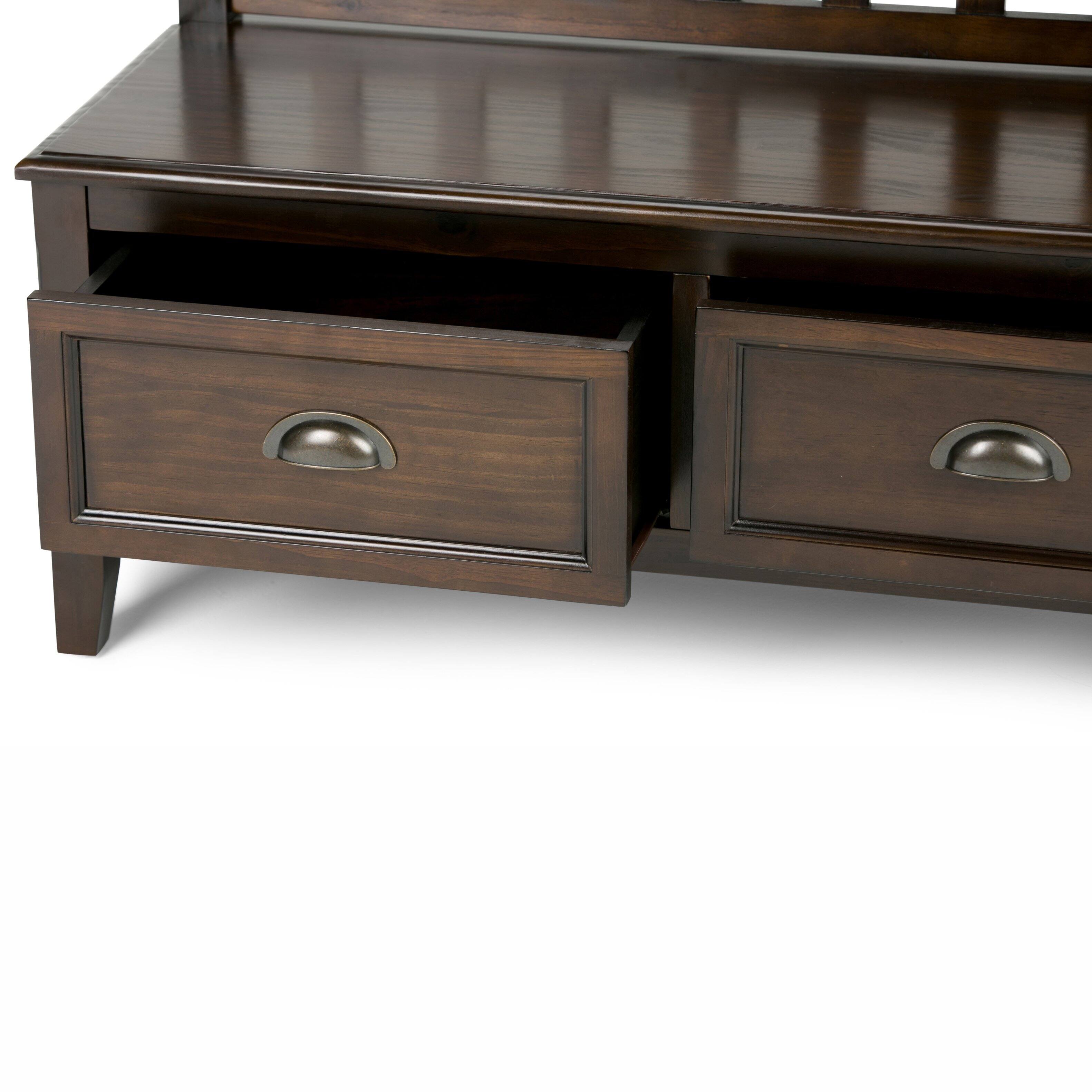 Alt View 12. Simpli Home - Burlington solid wood 42 inch Wide Transitional Entryway Storage Bench with Drawers - Mahogany Brown.