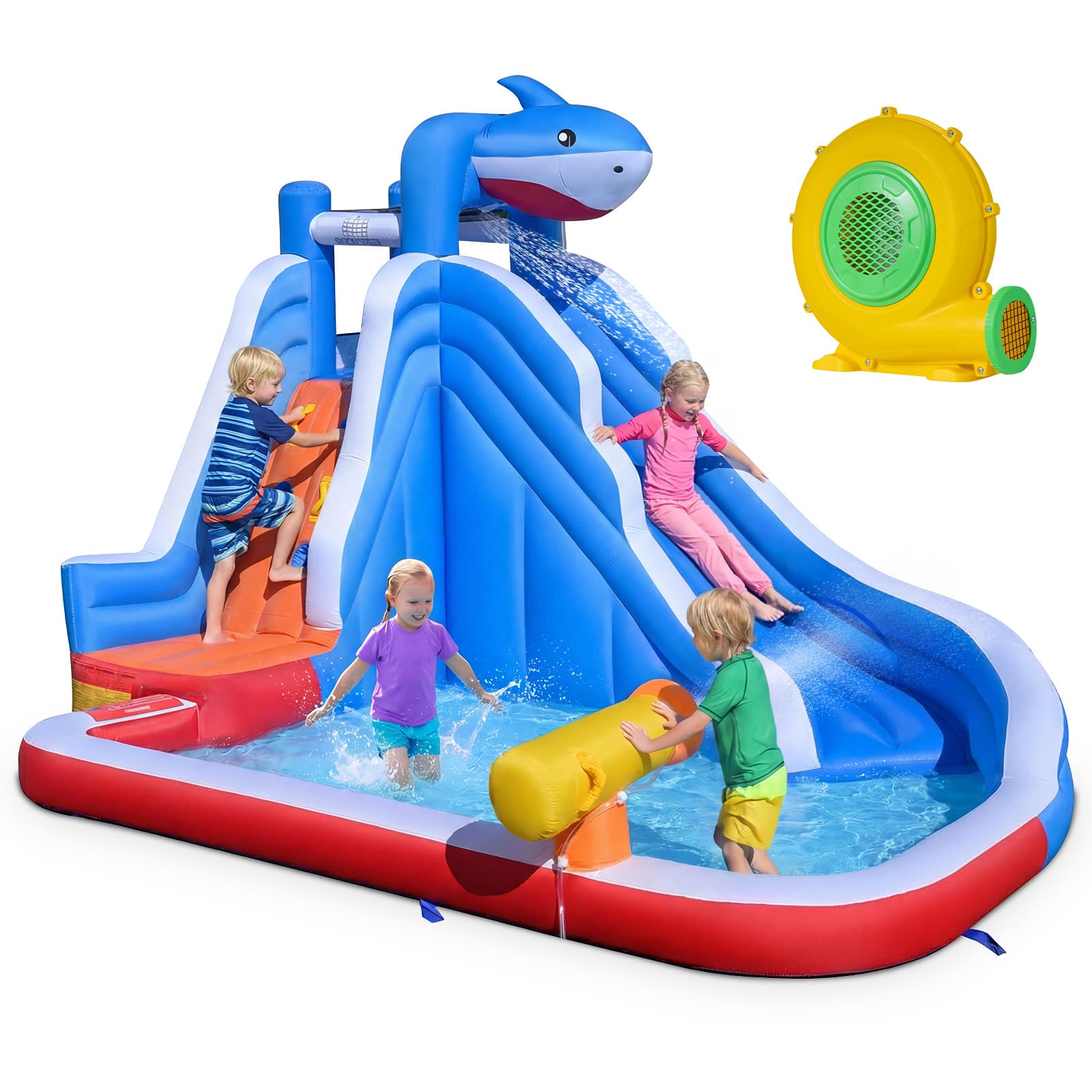Costway - Inflatable Water Slide with Climbing Wall, Splash Pool & Water Cannon for Backyard price history on PriceWatchPro