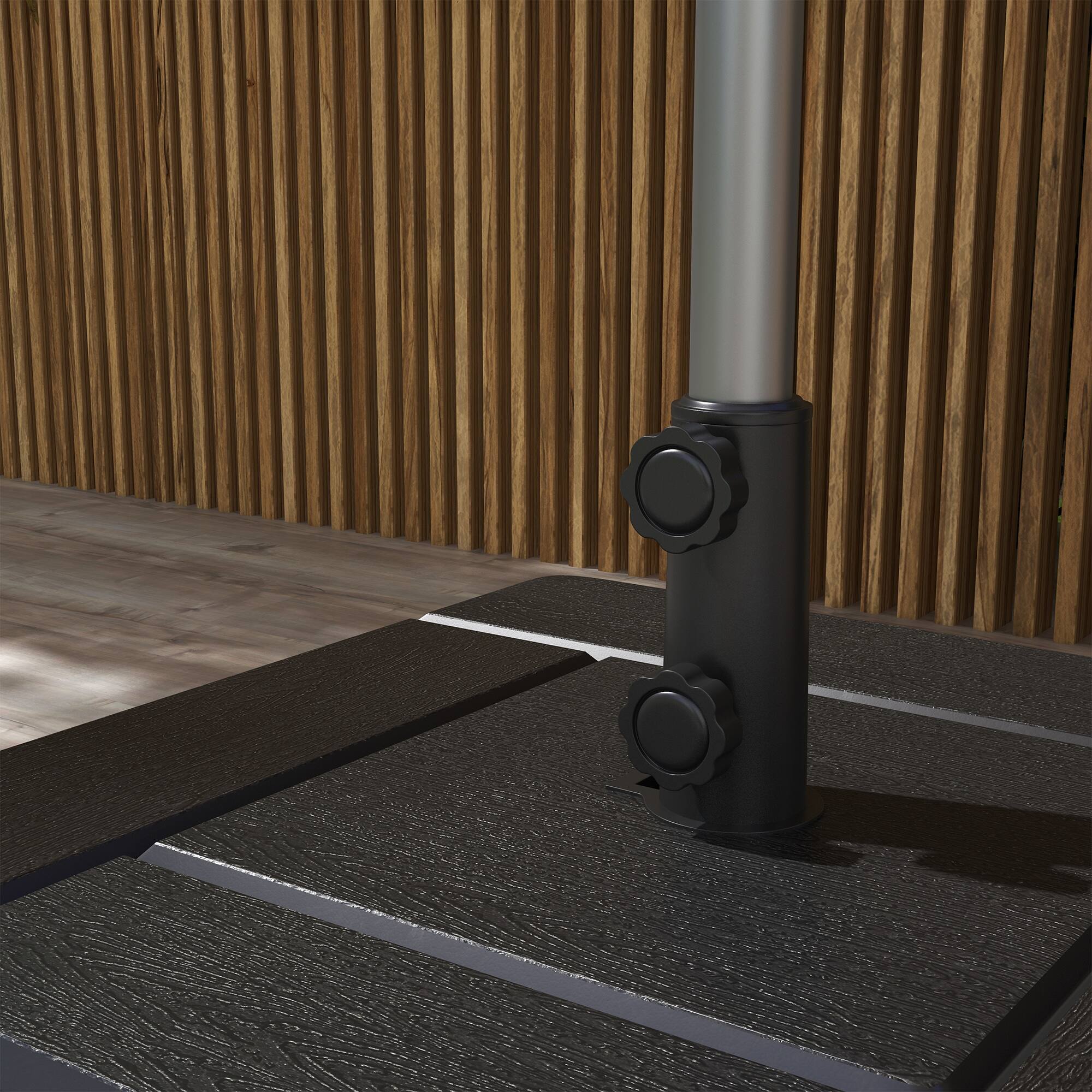 Alt View 8. Outsunny - 3-in-1 Outdoor Umbrella Base, Coffee End Table, Planter Box with Drain Hole - Black.