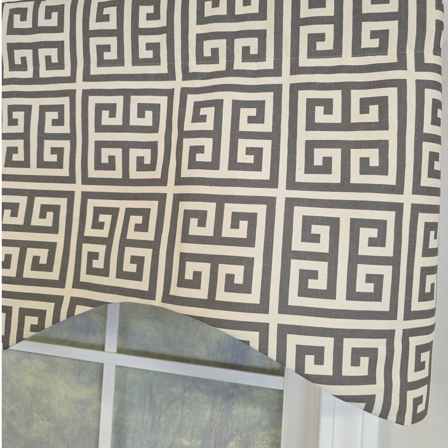 Left. RLF Home - RLF Home 100% Cotton Tower Cornice With Poly/Cotton Ivory lining Rod Pocket Valance 50" x 17" Beige - Beige.