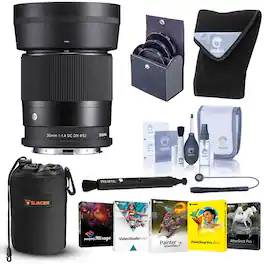 Sigma - 30mm f/1.4 DC DN Contemporary Lens for L Mount, Bundle with 52mm UV Filter, Lens Pouch, Lens Cleaner, Cleaning