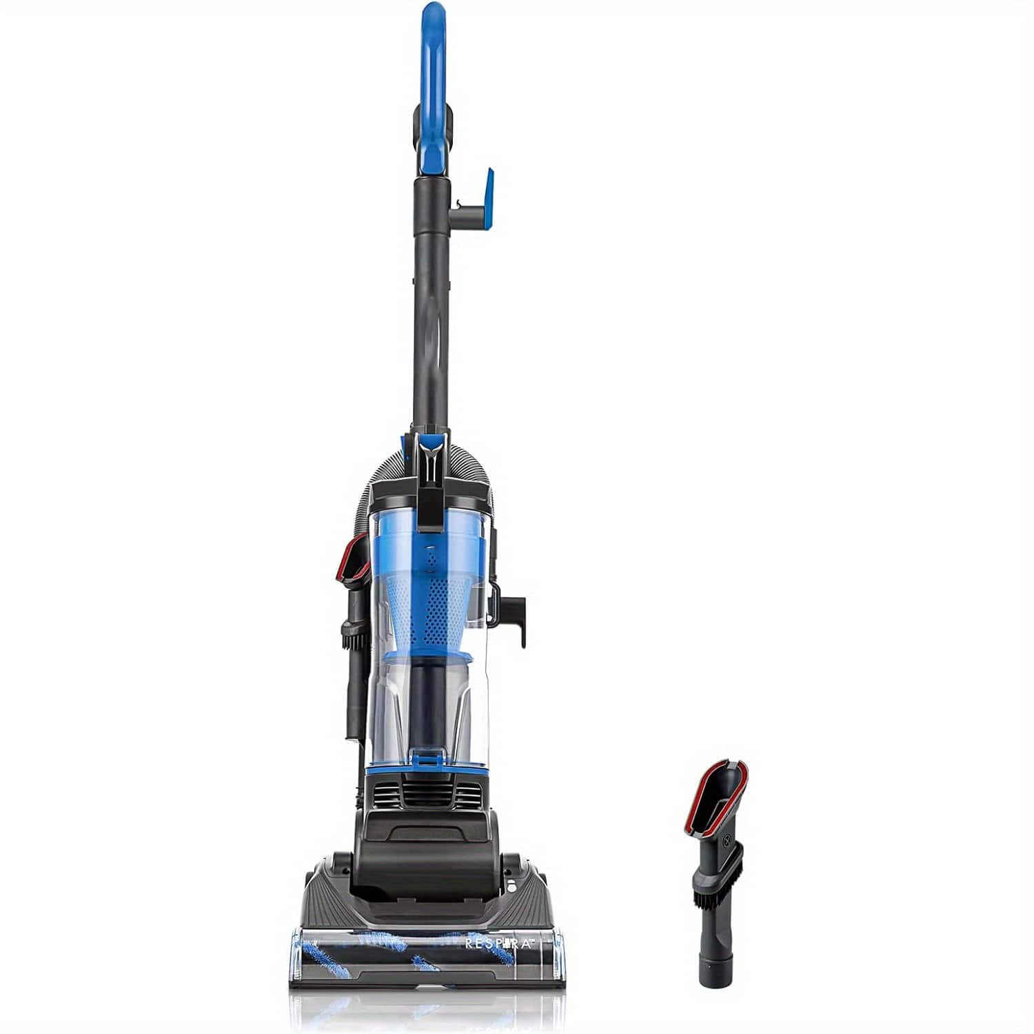 GlowWise - Bagless Upright Vacuum Cleaner with Large Dust Cup Capacity, Efficient Cyclone Filtration System & 17ft Cord for Carpet - Blue