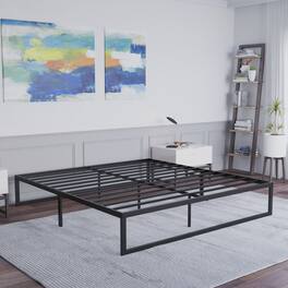 Emma + Oliver - 14" Metal Platform Bed with Steel Slat Support and 12.5" of Underbed Storage - No Box Spring or Foundation Required - Black