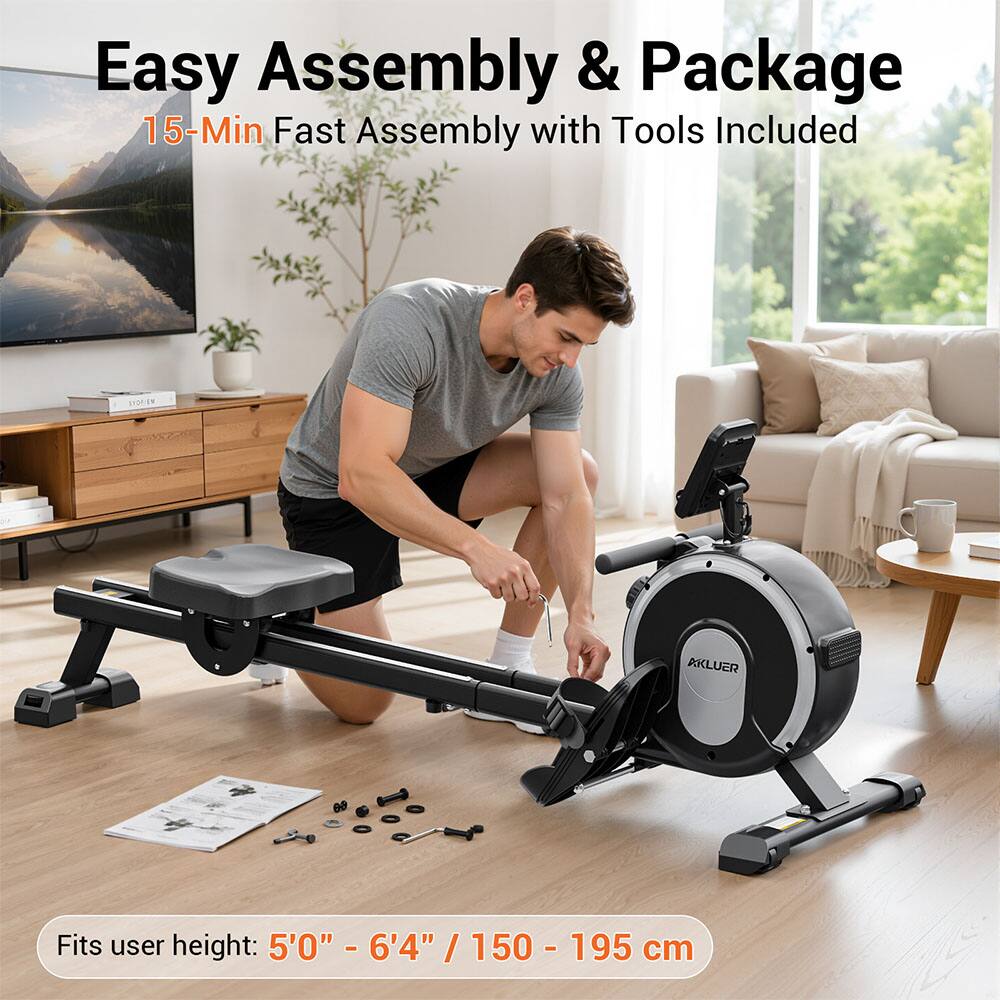 Easy Assembly & Package  
15-Min Fast Assembly with Tools Included  

AKLUER  

Fits user height: 5'0" - 6'4" / 150 - 195 cm