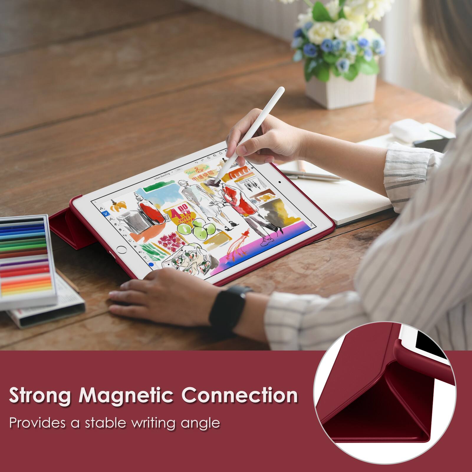 Strong Magnetic Connection  
Provides a stable writing angle