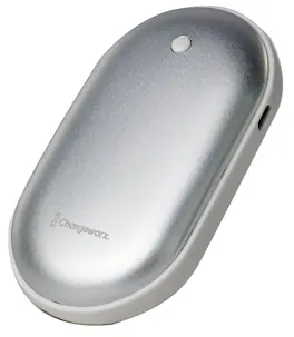 Chargeworx - 5000 mAh Hand Warming Power Bank - Silver