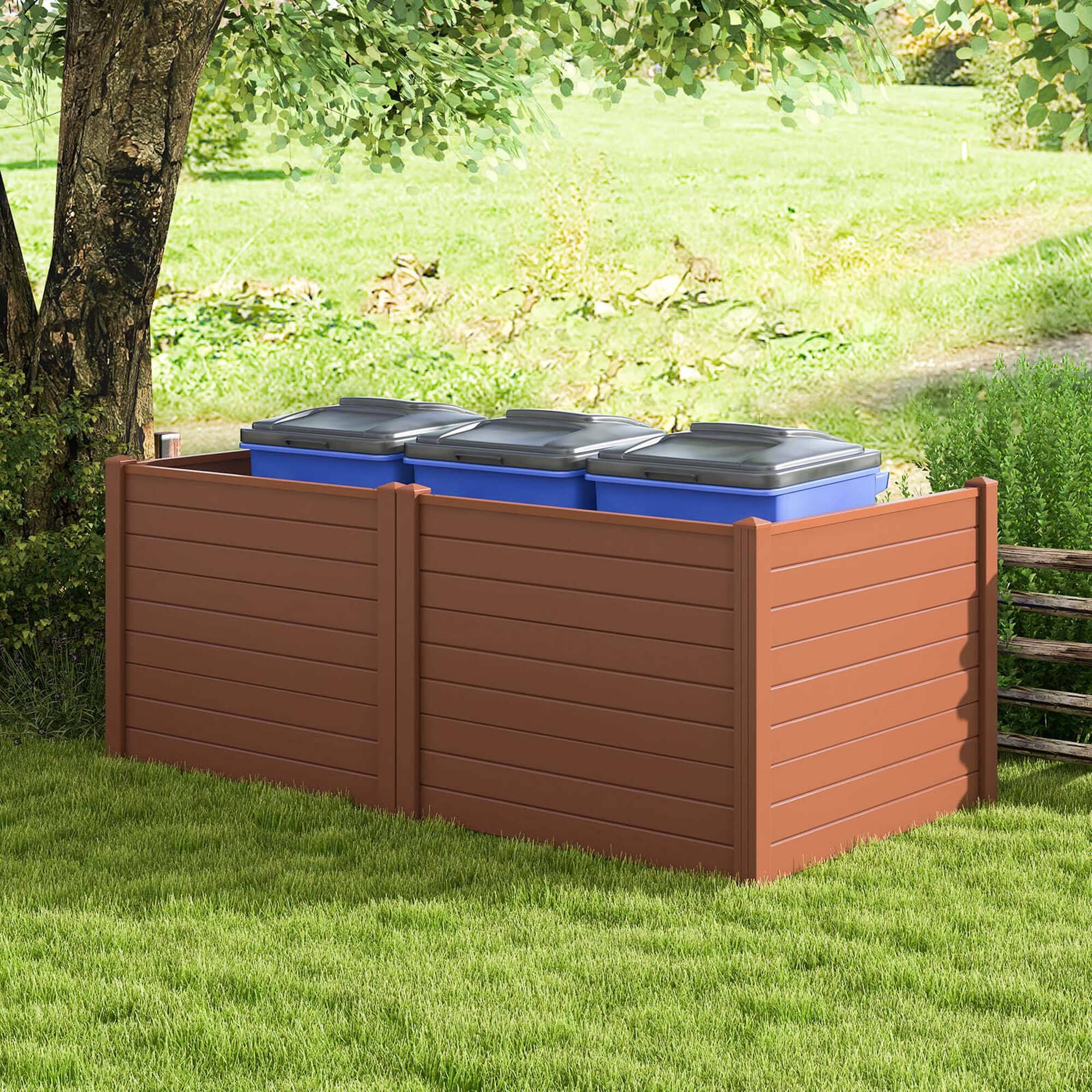 Alt View 3. Costway - 2 Pack 48" x 37.5" Air Conditioner Fence Screen Panel Kit with 3 Ground Stakes - Brown.