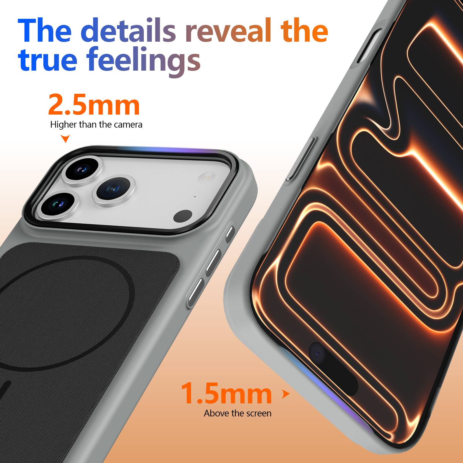 The details reveal the true feelings

2.5mm
Higher than the camera

1.5mm
Above the screen