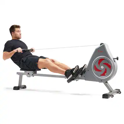 Front. Sunny Health & Fitness - Sunny Strength™ Smart Premium Air Resistance Exercise Rowing Machine - Grey.