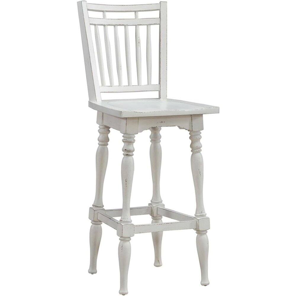 Alt View 2. Liberty Furniture Industries - Spindle Back Swivel Bar Stools - Set of 2 - Antique White & Weathered Bark - Antique White & Weathered Bark.