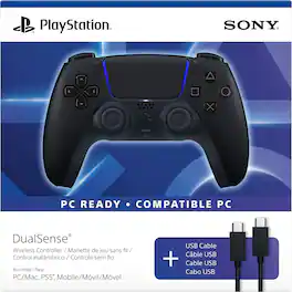 Sony Interactive Entertainment - DualSense Wireless Controller + USB Cable for PC - Black