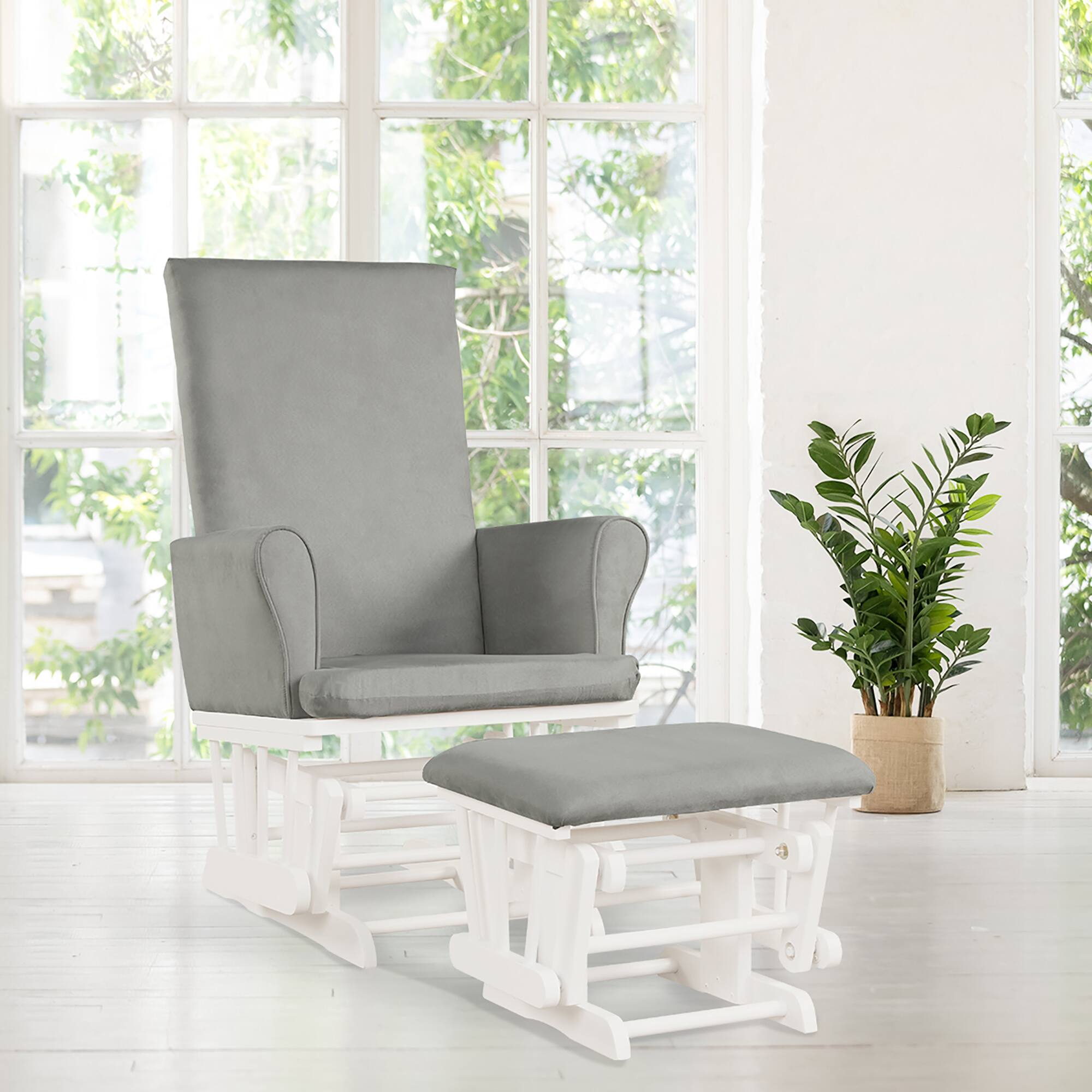 Alt View 10. Costway - Costway Baby Nursery Relax Rocker Rocking Chair Glider & Ottoman Set w/Cushion 3-6 Years - Gray.