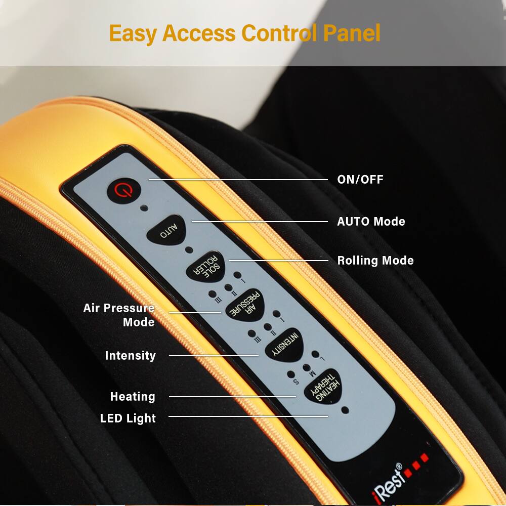 Easy Access Control Panel

- ON/OFF
- AUTO Mode
- Rolling Mode
- Air Pressure Mode
- Intensity
- Heating
- LED Light
- Rest®