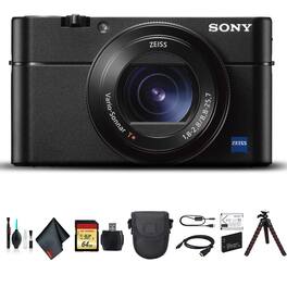 Sony - Cyber-shot DSC-RX100 VA Camera DSC-RX100M5A/B With Soft Bag, Tripod, Additional Battery, 64GB Memory Card, Card Rea