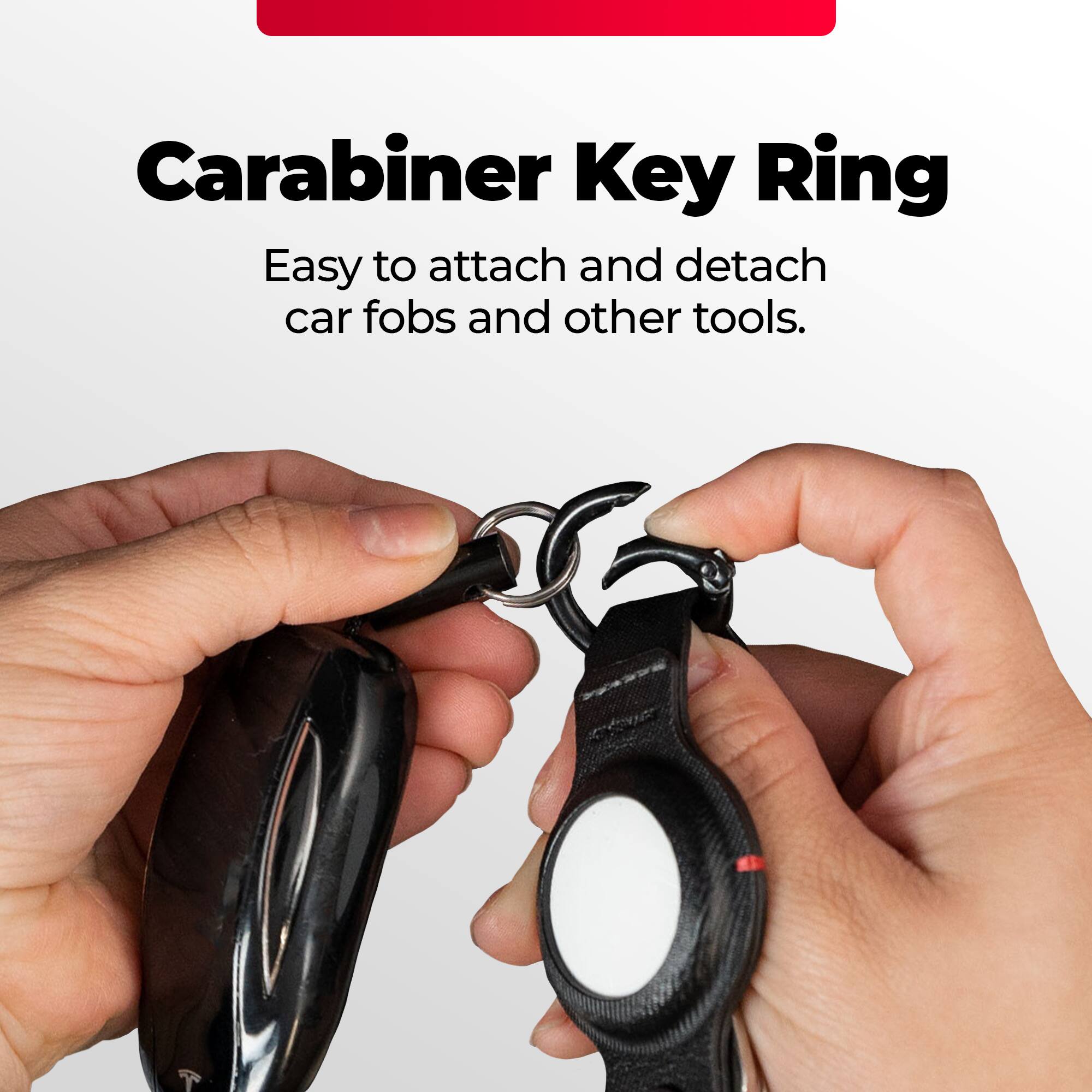 Carabiner Key Ring: Easy to attach and detach car fobs and other tools.