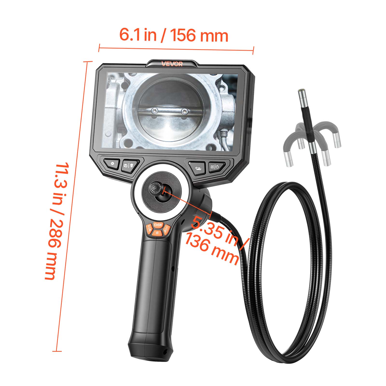 6.1 in / 156 mm  
11.3 in / 286 mm  
5.35 in / 136 mm