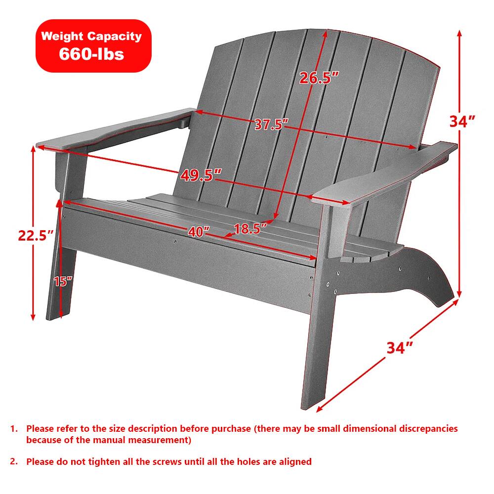 Left. Hivvago - HDPE Outdoor Adirondack Chair for Garden, Porch, and Backyard Use - Gray.
