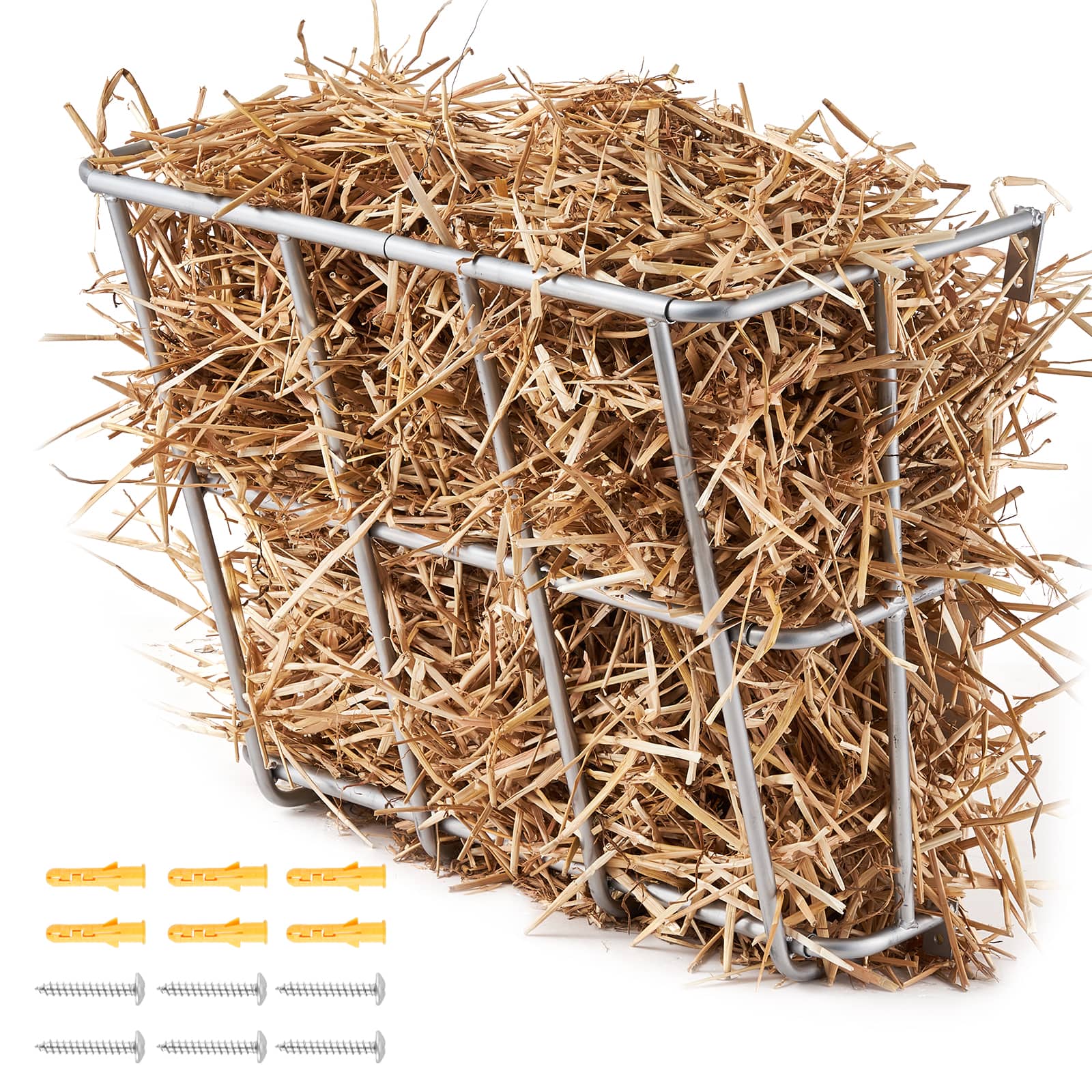 Photos - Feeder / Bowl Vevor  Livestock Hay Feeder, 18.5 Gallons Large Capacity, Heavy-Duty Steel Goat Hay Rack, 24.4" Long Wall Mounted - Silver 