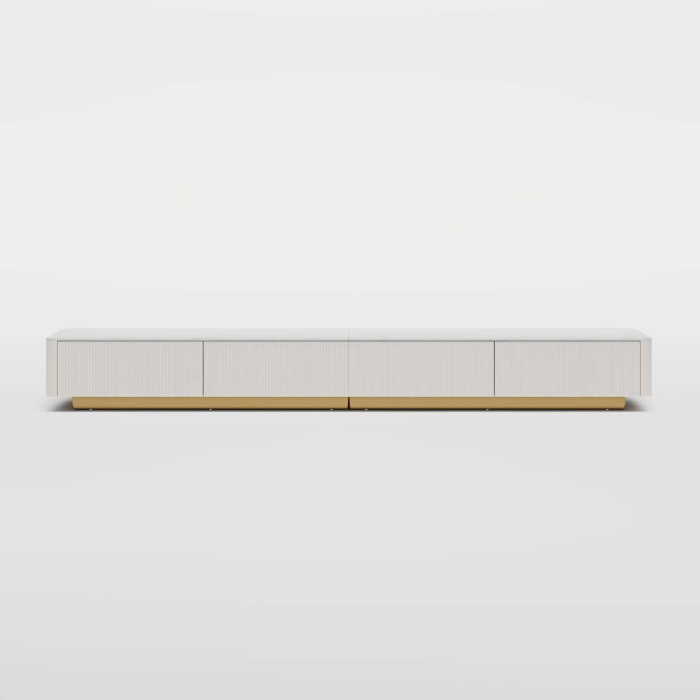 Alt View 6. POVISON - 95" Long Fluted TV Stand with Glossy Sintered Stone Top, Beige  Entertainment Center  Fits TVs Up to 85 Inches - Beige.