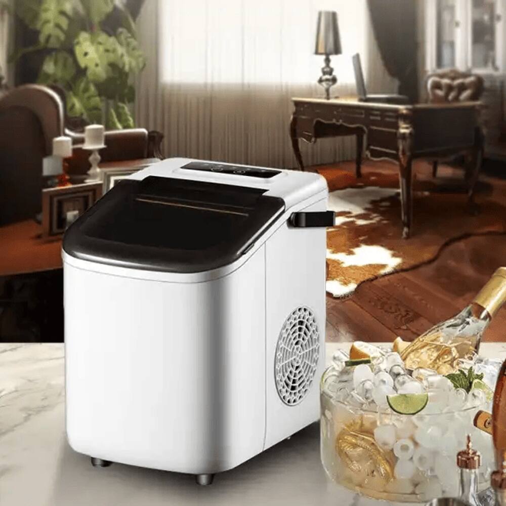 Left. Loheer - Loheer Portable Ice Maker Countertop 26 lbs Daily Bullet Ice Machine with Self Cleaning White - White.