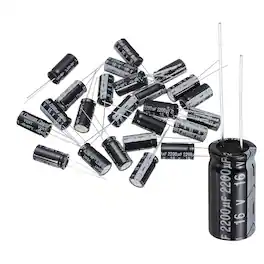 Unique Bargains - 2200uF 16V 10x20mm Electrolytic Capacitor, 105C High Temp Radial Leads, for TVs/LCDs/VCD, 24pcs - Black