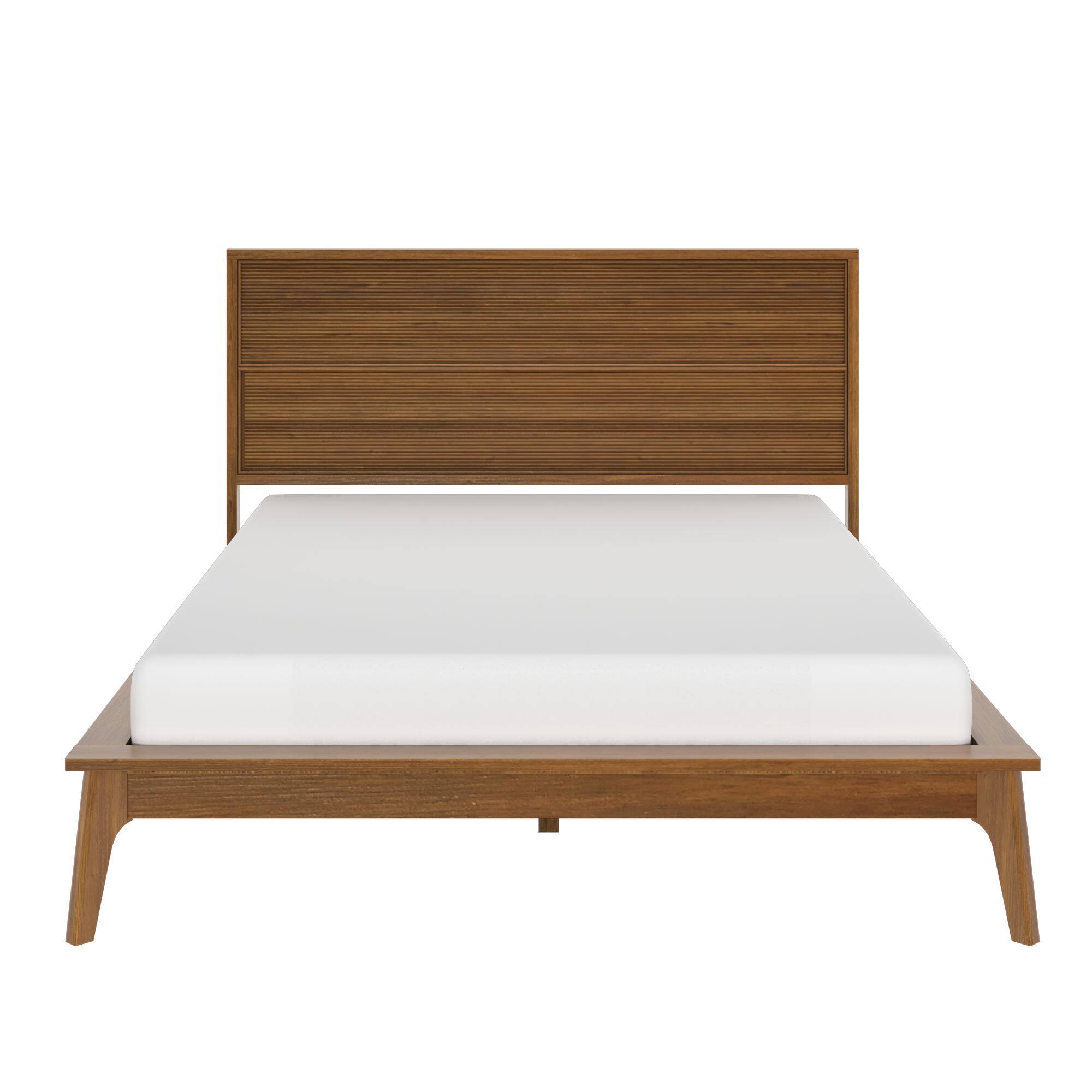 Alt View 7. Plank+Beam - Linea Tambour Queen Bed, Pecan - Pecan.