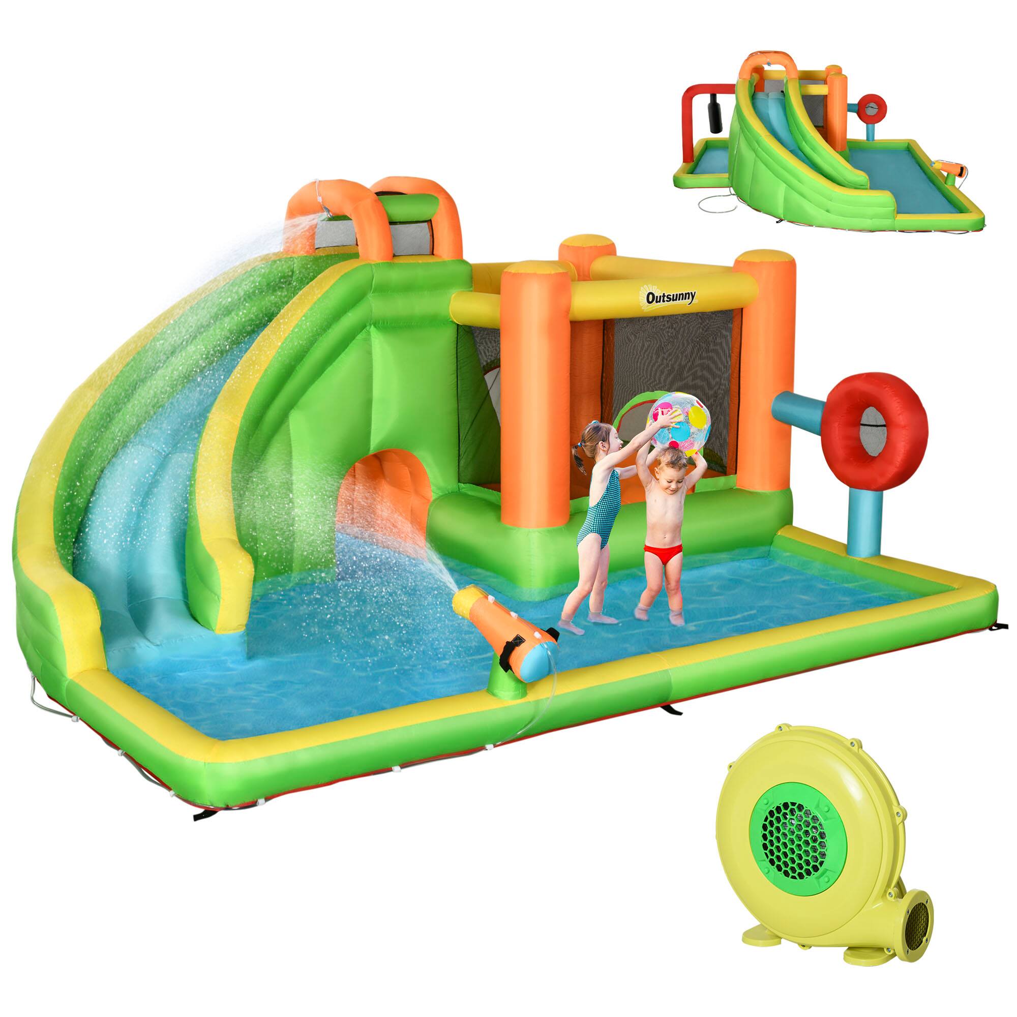 Alt View 8. Loheer - Loheer 7-in-1 Inflatable Water Slide Kids Bounce House Backyard Water Park with Pool Climbing Wall and 750W Blower.