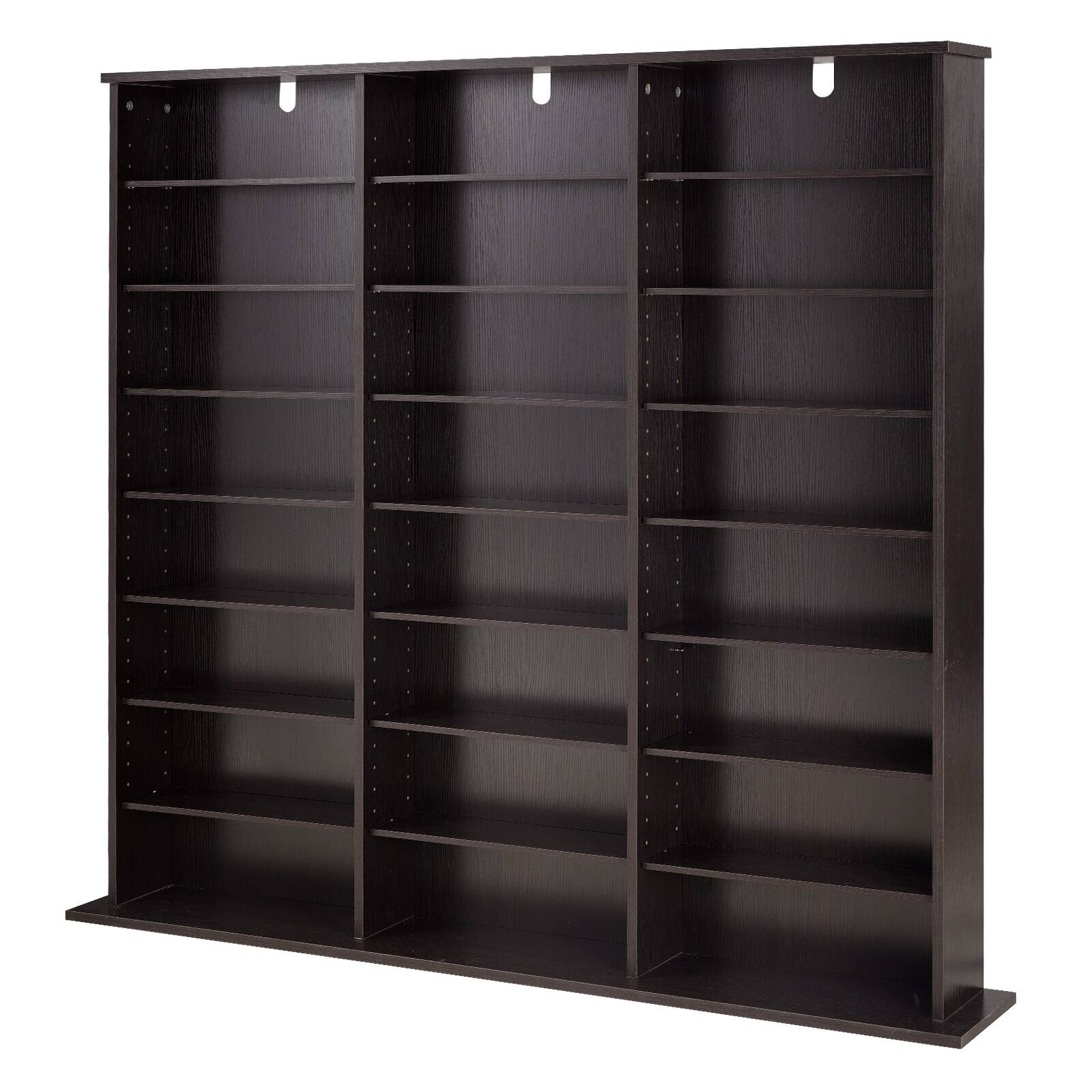 Alt View 5. VEVOR - Media Storage Cabinet, 8-Tier DVD Shelf Organizer, 55.91 x 8.66 x 51.18 in Multimedia Storage Organizer for CDs, DVDs - Dark brown.