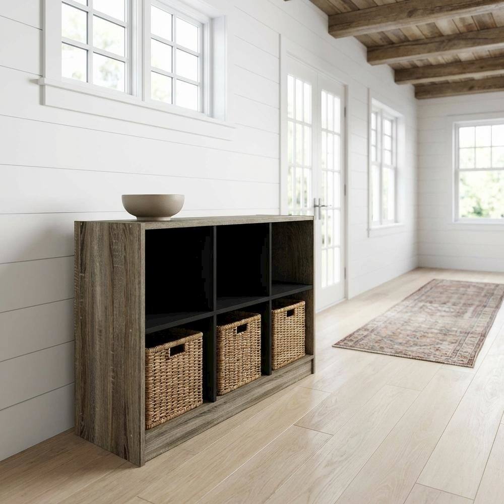 Angle. FurniFact - Engineered Wood bookcase with rustic finish for living room or office use - French Oak.