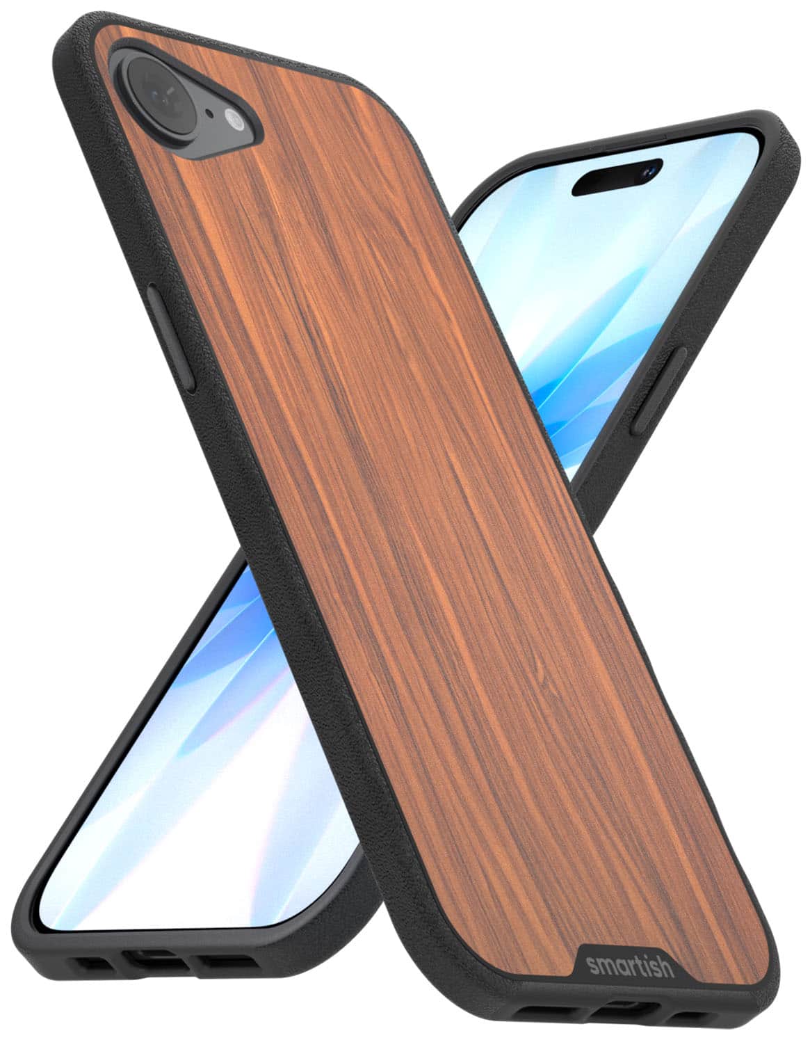 Smartish - iPhone 17e/16e MagSafe Case - Gripmunk Protective Slim Grip Magnetic Cover - Walnut Woods - Brown