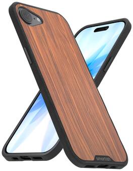 Smartish - iPhone 17e/16e MagSafe Case - Gripmunk Protective Slim Grip Magnetic Cover - Walnut Woods - Brown