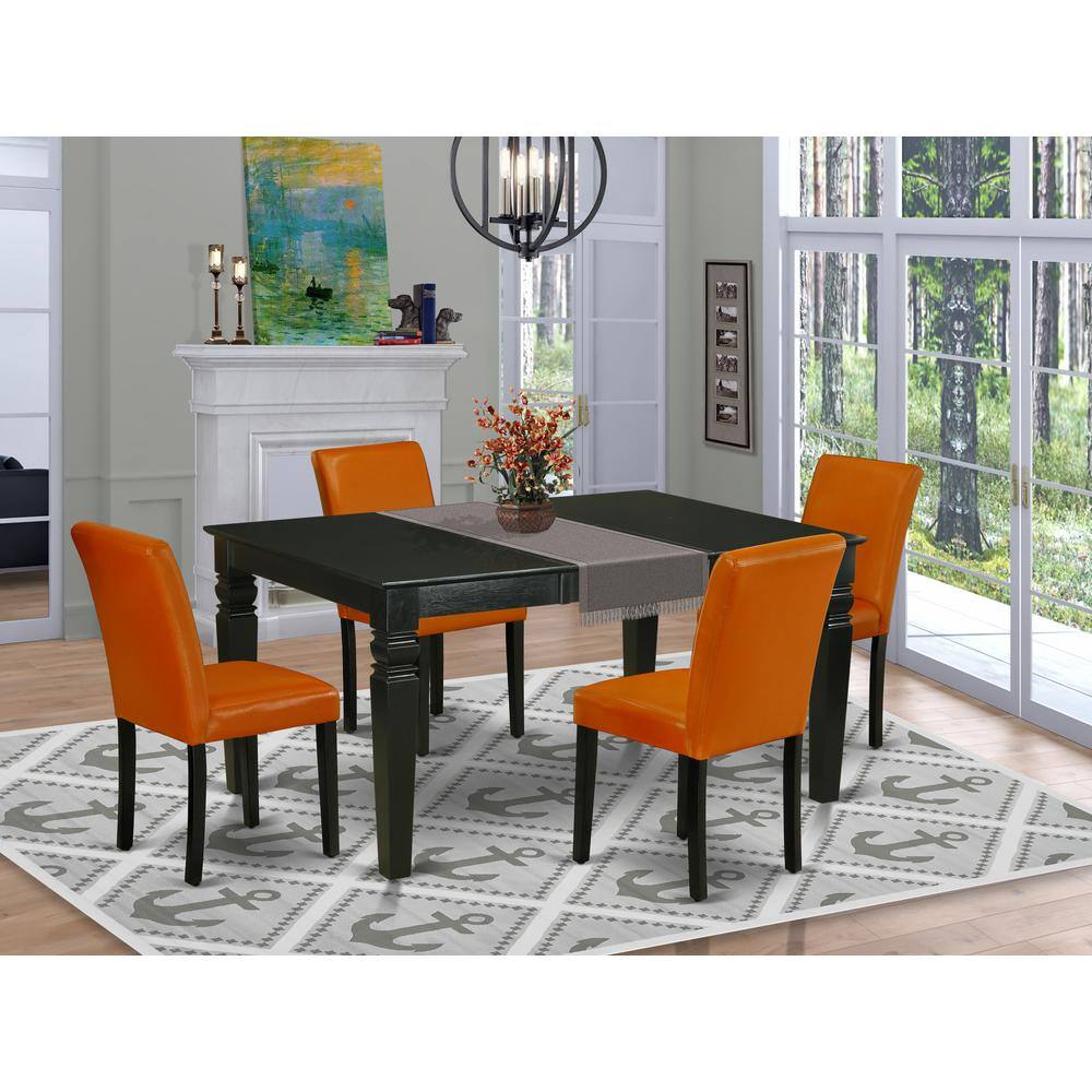 Back. East West Furniture - Dining Room Set Black - Brown.
