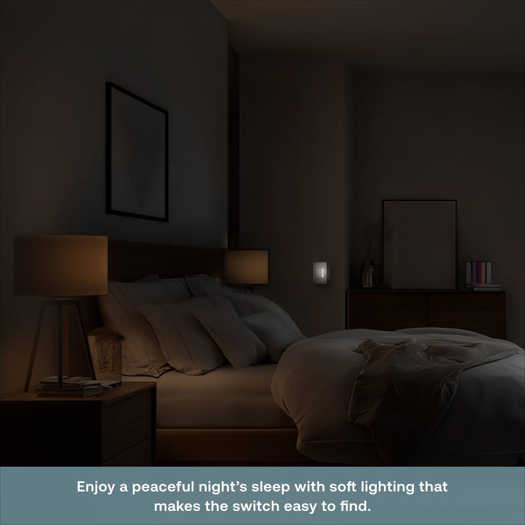 Enjoy a peaceful night's sleep with soft lighting that makes the switch easy to find.