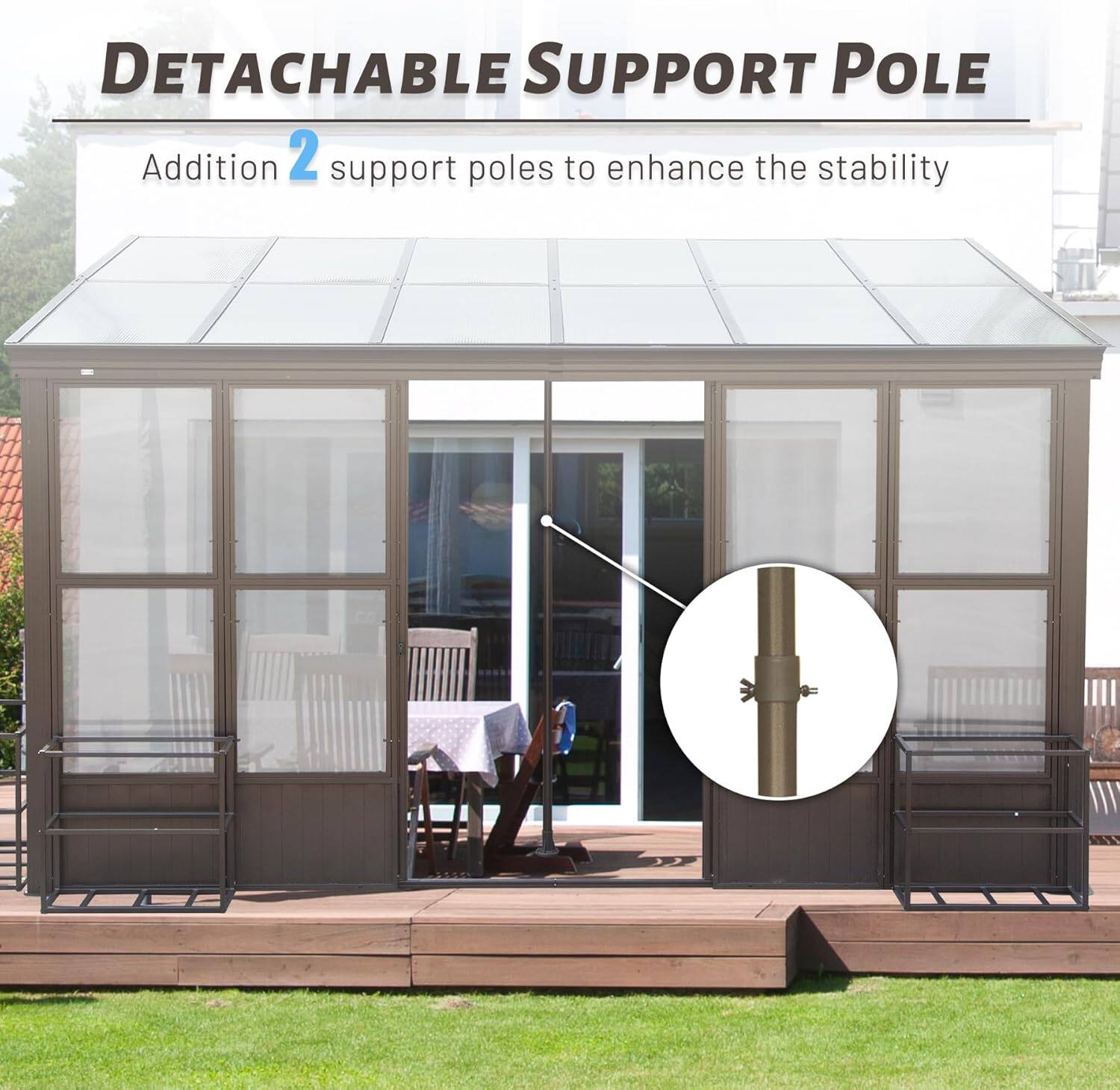DETACHABLE SUPPORT POLE  
Addition 2 support poles to enhance the stability