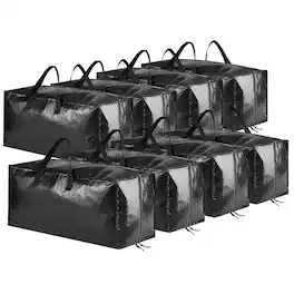 Tooloton - 8 Pack Large Moving Bags with Straps, College Dorm Packing Supplies - Black