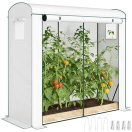 Outsunny - Mini Greenhouse, Portable Greenhouse with Roll-Up Door and 2 Mesh Windows, Small Green House with PE Cover