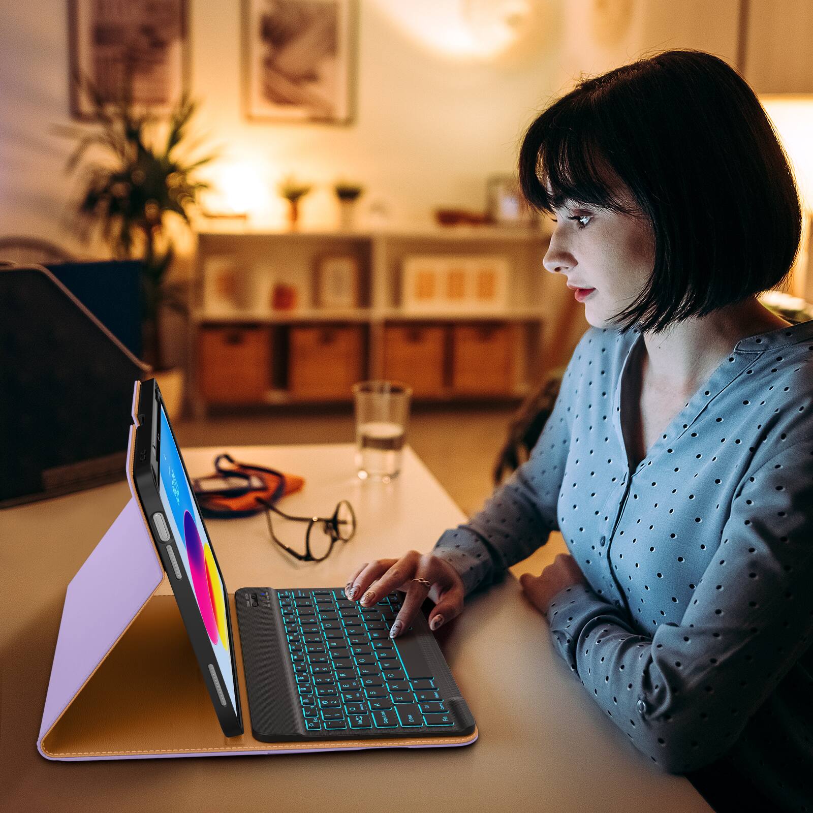 Alt View 2. DTTO - Detachable Backlit Keyboard Case for iPad 11th/10th Gen (2025/2022) - Leather Cover w/ Pencil Holder & Pocket - Lavender.
