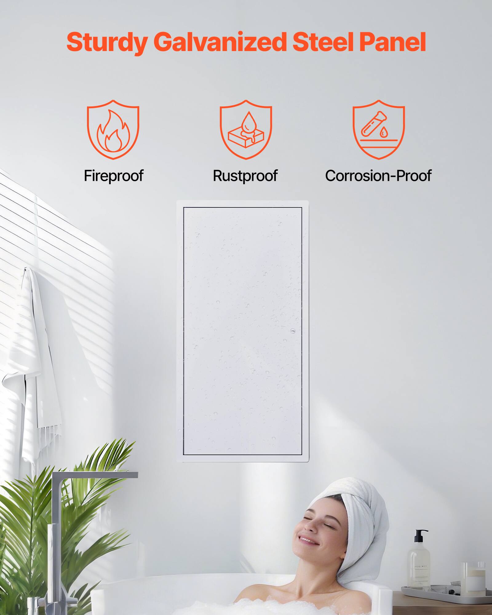Sturdy Galvanized Steel Panel  
Fireproof  
Rustproof  
Corrosion-Proof