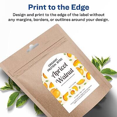 Print to the Edge  
Design and print to the edge of the label without any margins, borders, or outlines around your design.

ORGANIC BITES  
PROTEIN BITES  
Apricot Walnut