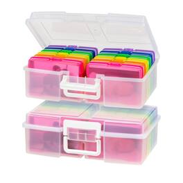 IRIS USA - 4" x 6" Photo Craft Keeper Storage Boxes with 12 cases, Handle, Organizers and Storage Cases