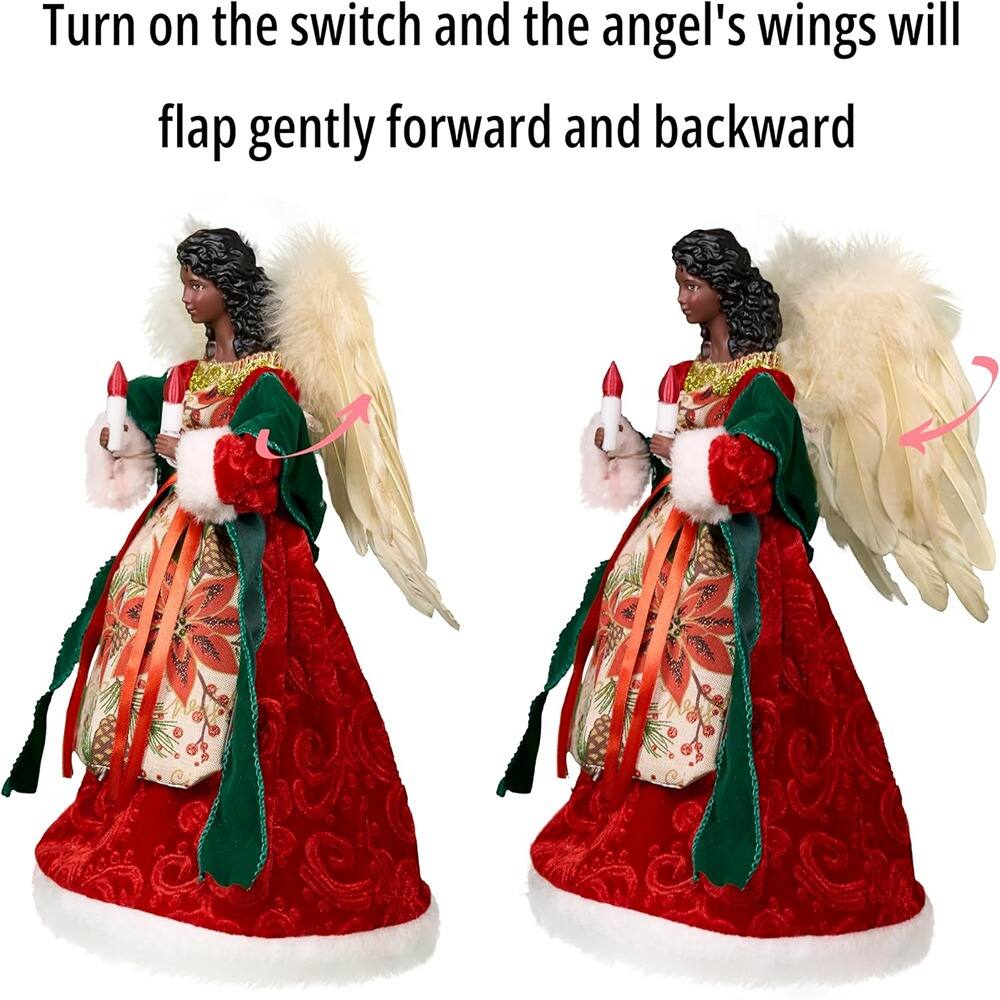 Turn on the switch and the angel's wings will flap gently forward and backward.