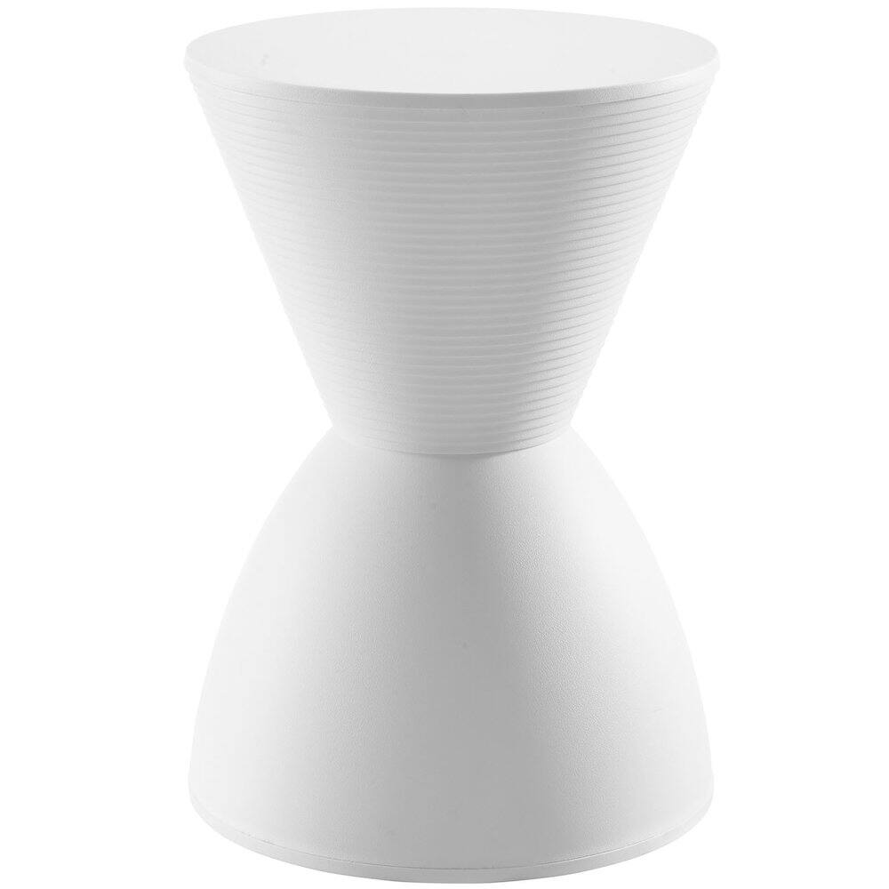 Back. FurniFact - Bicast Leather Stool with Simple Design and Compact Size - White.