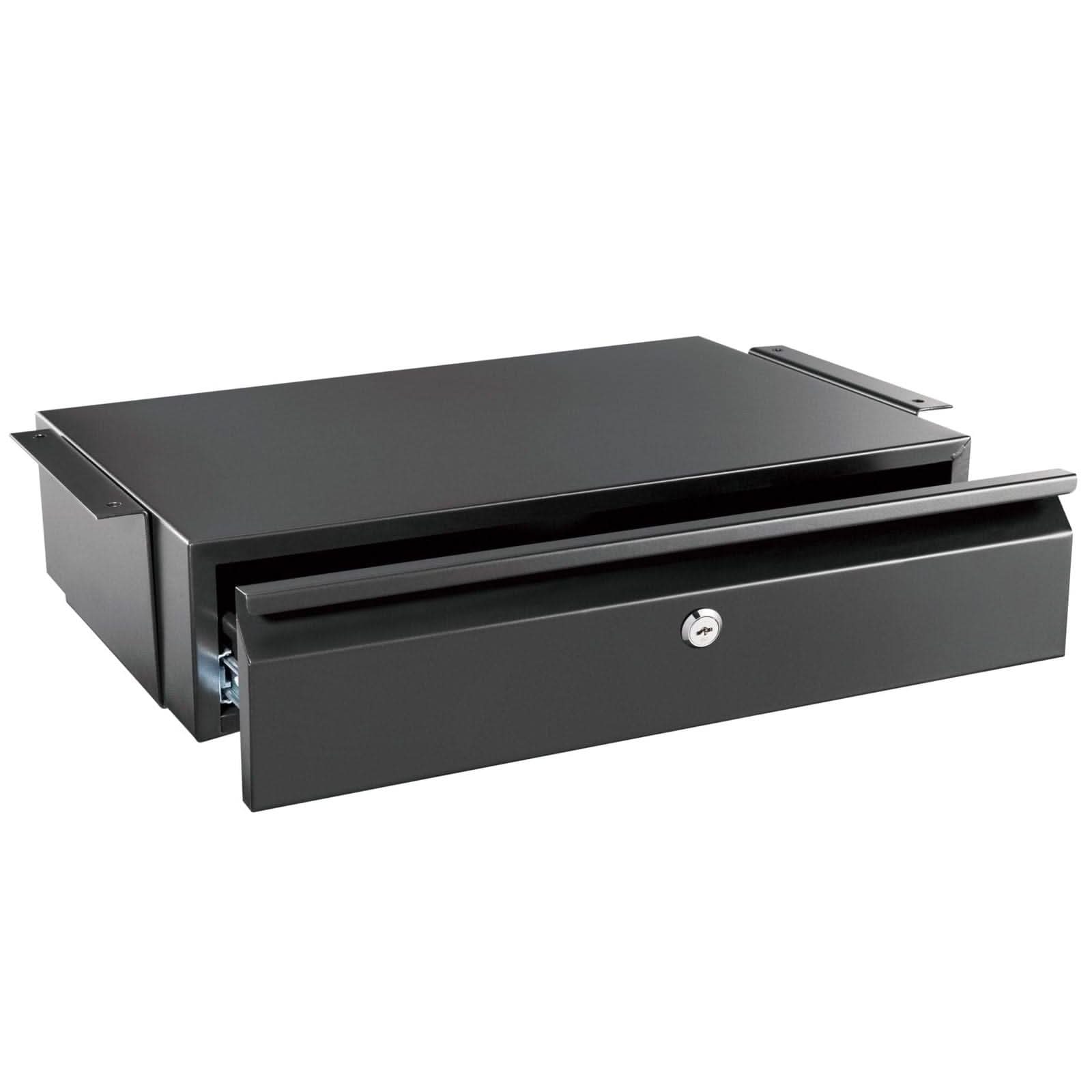 Left. Mount-It! - Under Desk Drawer with Locking Mechanism for Secure Workspace Storage & Office Organization - Black.